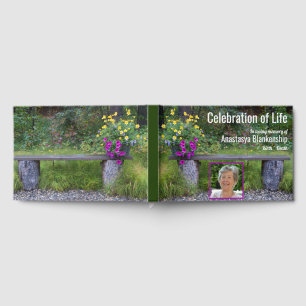 Bench Flowers Celebration of Life Custom Photo Guest Book