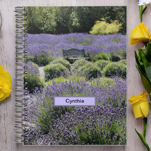 Bench in a Huge Field of Lavender in Sequim Notebook