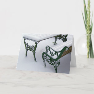Bench in the snow holiday card