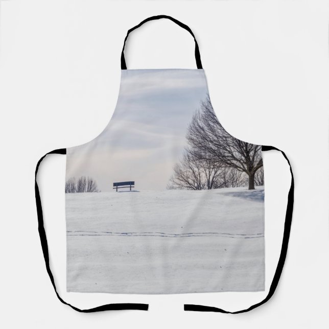 Bench On Snow Covered Hill Apron (Front)