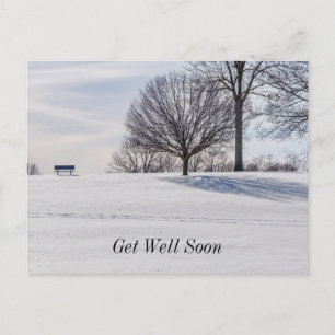 Bench On Snow Covered Hill Get Well Soon Postcard