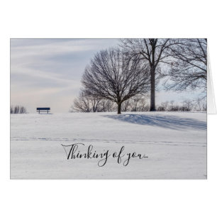Bench On Snow Covered Hill Thinking of you Card
