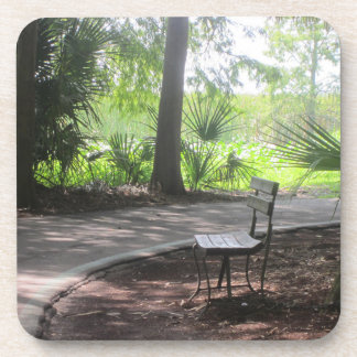 Bench on the Path photo on a coaster. Coaster