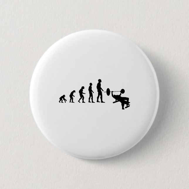 Bench Press Bodybuilding Funny Evolution Strength  2 Inch Round Button (Front)