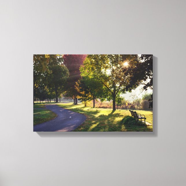 Bench & Sunbeams 17x11  .75" Canvas Print (Front)