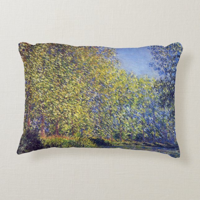 Bend in Epte River near Giverny by Claude Monet Accent Pillow (Back)