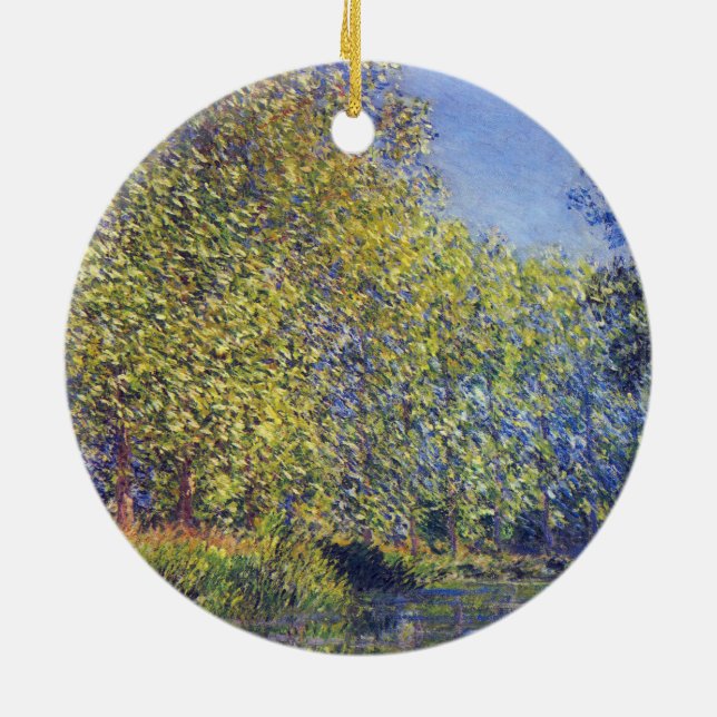 Bend in Epte River near Giverny by Claude Monet Ceramic Ornament (Back)