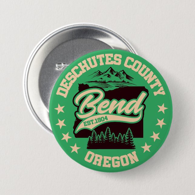 Bend,Oregon 3 Inch Round Button (Front & Back)