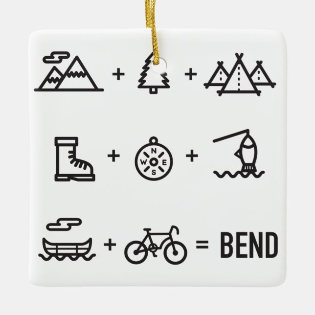 Bend Oregon Activities Equation Logo Ceramic Ornament (Front)