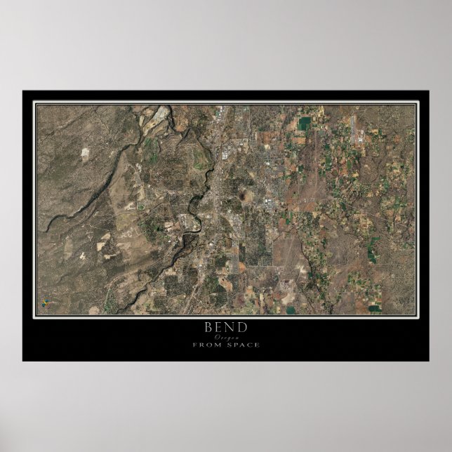 Bend Oregon From Space Satellite Map Poster (Front)