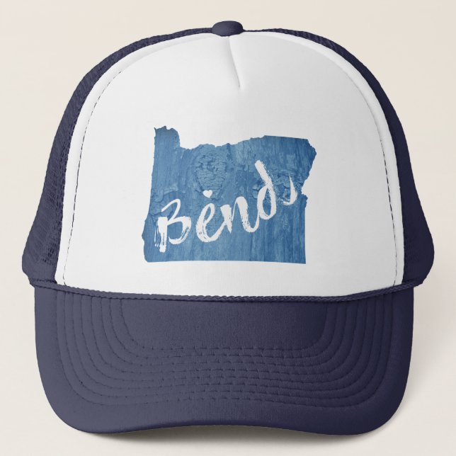 Bend, Oregon Wood Grain Trucker Hat (Front)