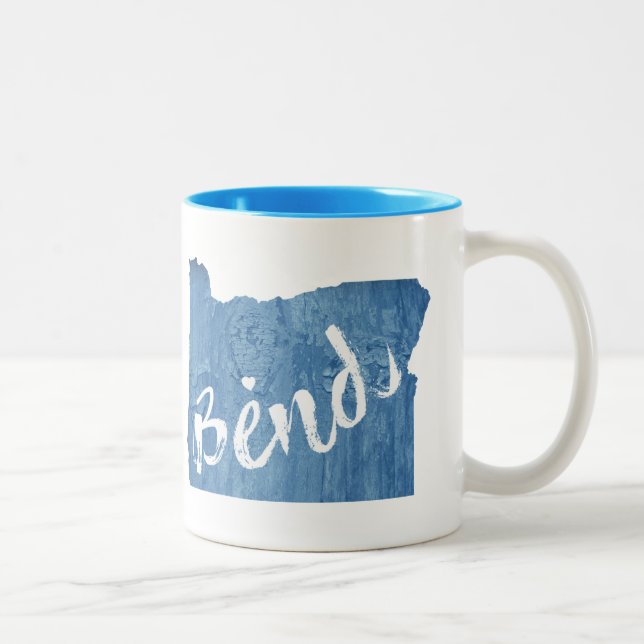 Bend, Oregon Wood Grain Two-Tone Coffee Mug (Right)