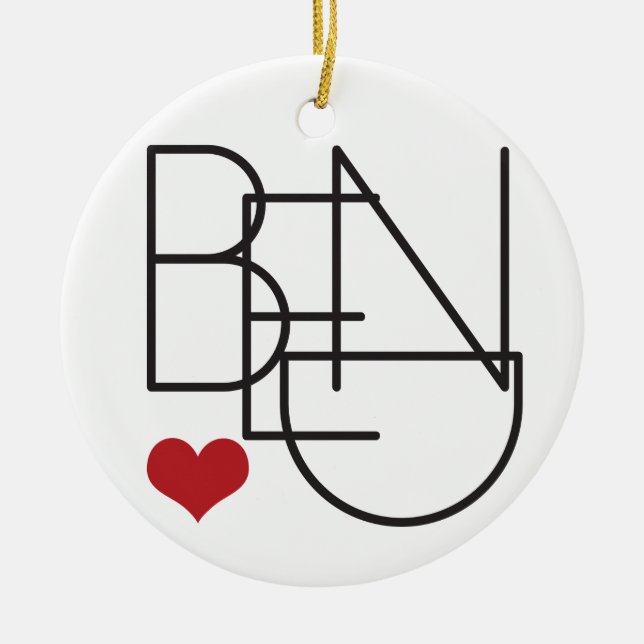 Bend Oregon Word Heart Logo Ceramic Ornament (Front)