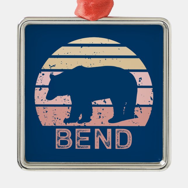Bend Retro Bear Metal Ornament (Front)