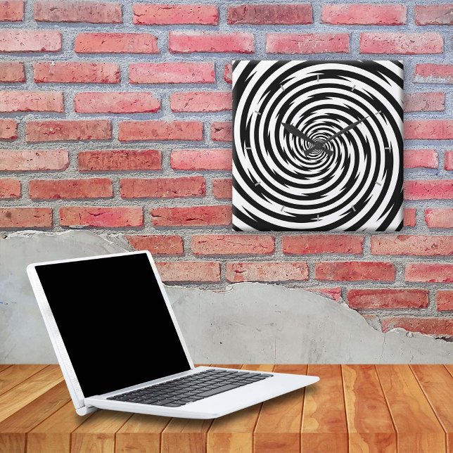 Bend Time with Hypnosis Spiral Square Wall Clock (Are you getting dizzy? Add a touch of magic mystery to your space.)