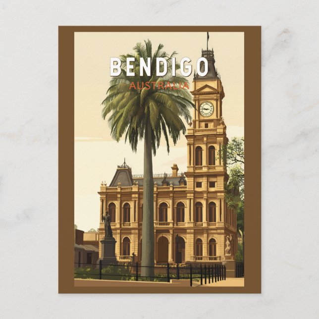 Bendigo Australia Travel Art Vintage Postcard (Front)