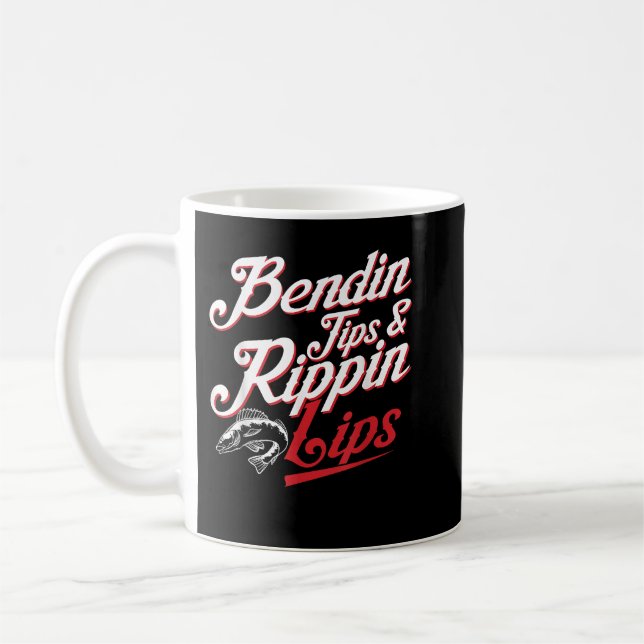 Bendin Tips and Ripping Lips Funny Fishing Shirt B Coffee Mug (Left)