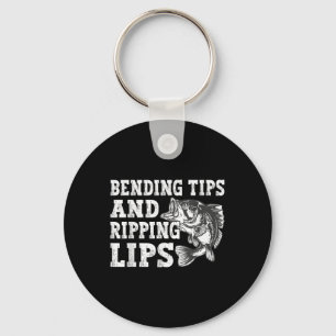 Bending Tips And Ripping Lips Cute Fishing Dad, B Keychain