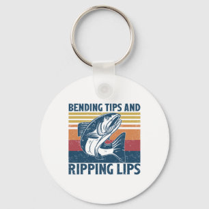Bending Tips And Ripping Lips Vintage Funny Salmon Keychain