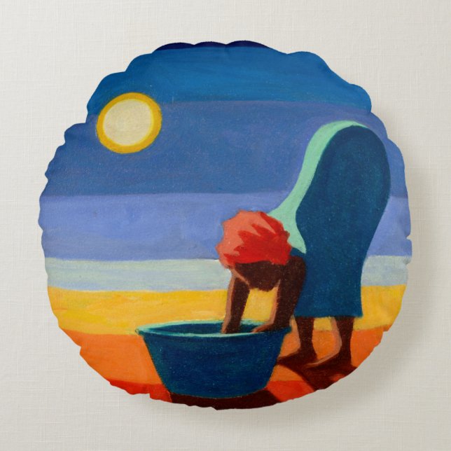 Bending Woman 2005 Round Pillow (Front)