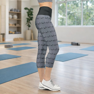 Bendy Bones -Funny Yogi Skeletons- Gray Activewear Capri Leggings