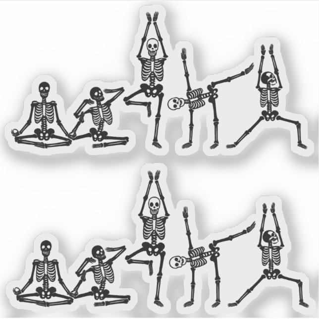 Bendy Funny Yoga Skeletons - 2pc Vinyl Statement (Front)