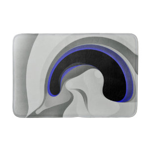 Beneath the Blue: Abstract Gray, Black & Blue Bath Mat