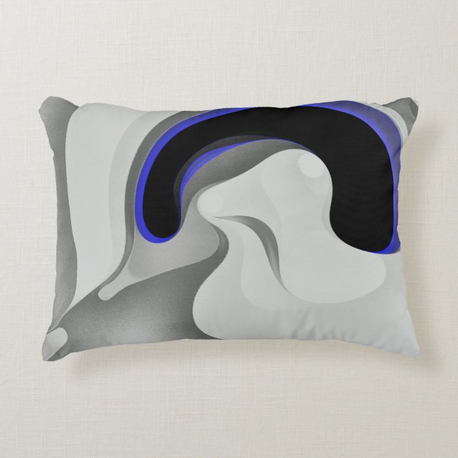 Beneath the Blue: Abstract Grey, Black & Blue Accent Pillow (Front)