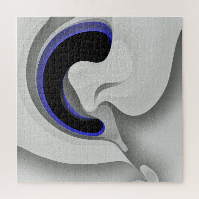 Beneath the Blue: Abstract Grey, Black & Blue Jigsaw Puzzle (Vertical)