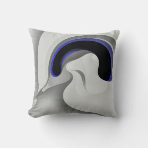 Beneath the Blue: Abstract Grey, Black & Blue Throw Pillow