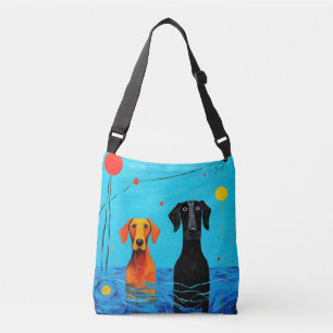 Beneath the Blue Horizon -  Surreal Colourful Dogs Crossbody Bag