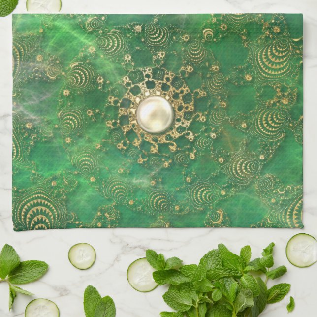 Beneath the Emerald Sea Kitchen Towel (Folded)