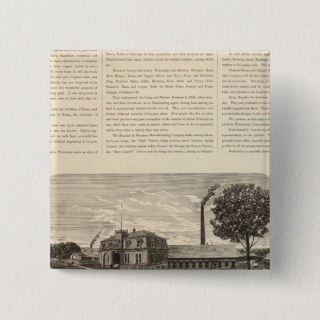 Benedict and Burnham Manfacturing Company 2 Inch Square Button (Front)