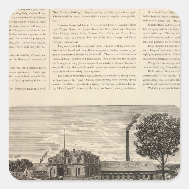 Benedict and Burnham Manfacturing Company Square Sticker (Front)