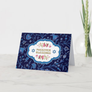 Bénédiction de la Pâque. Modèle floral bleu