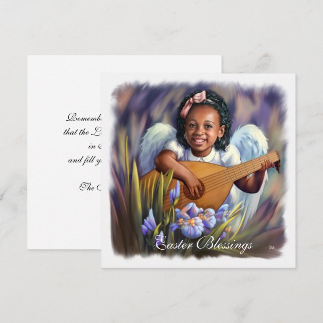 Bénédiction de Pâques. Cartes plates Little Afro A (Devant / Derrière)