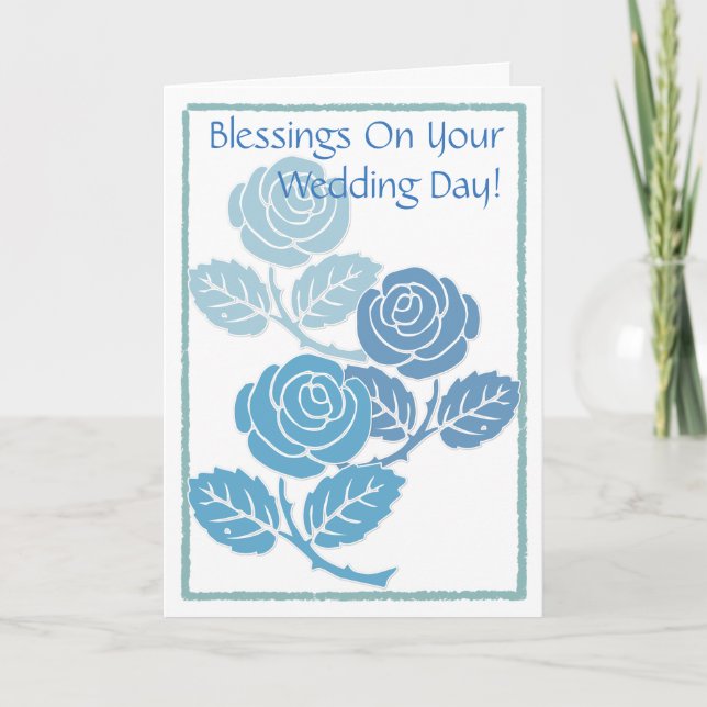 Bénédictions bleues de roses sur votre carte de (Devant)