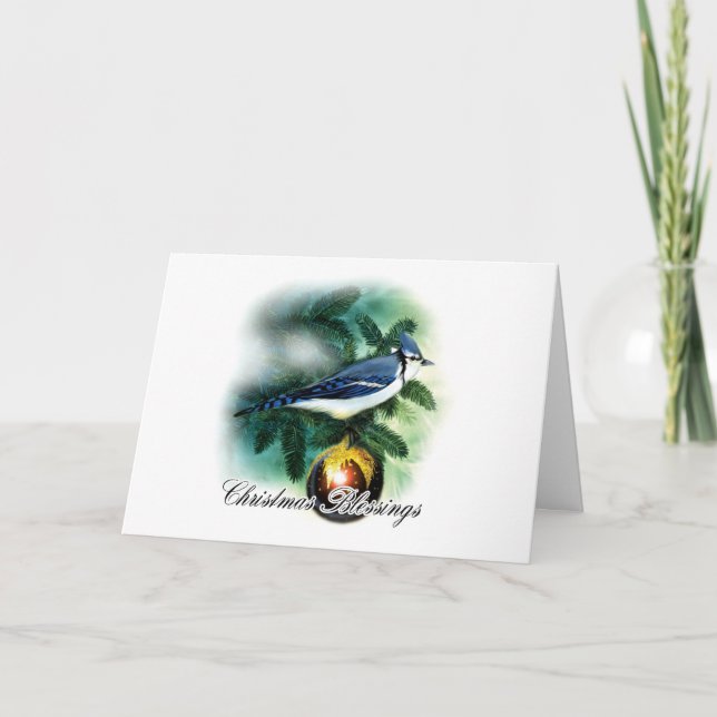 Bénédictions de Noël - carte de Noël - oiseau et (Devant)
