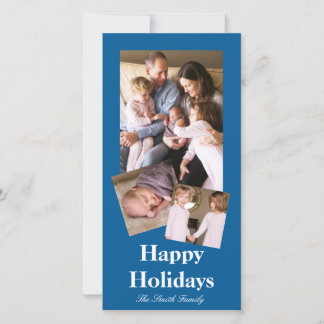Beneficently Influential Blue Colour Customizable Holiday Card