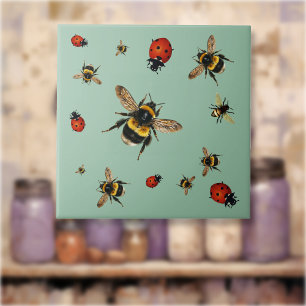 Beneficial Bees n Ladybugs Tile