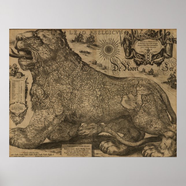 Benelux countries 1611 - Leo Belgicus Poster (Front)
