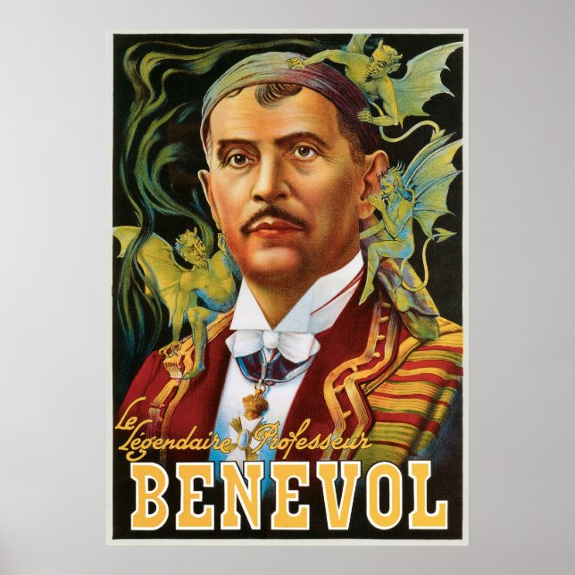 Benevol ~ Italian Magician Vintage Magic Poster (Front)