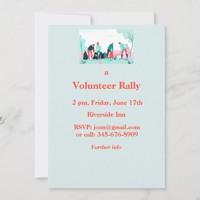 Bénévoles Nettoyer Rallye Invitation de déjeuner (Dos)
