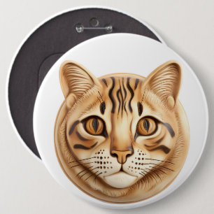 Bengal Cat 3D Inspired 6 Inch Round Button