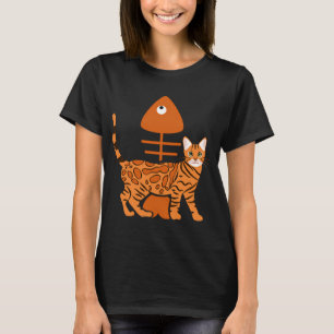 Bengal Cat and Fish Bone T-Shirt