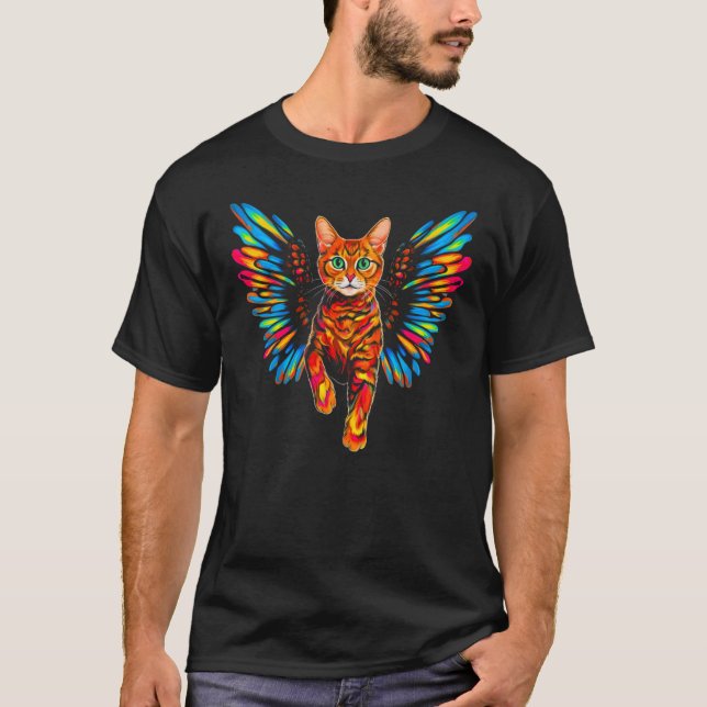 Bengal Cat Angel Wings T-Shirt (Front)