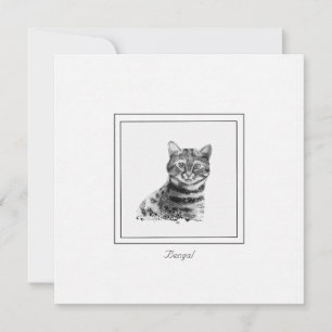 Bengal Cat Black and White Drawing Card