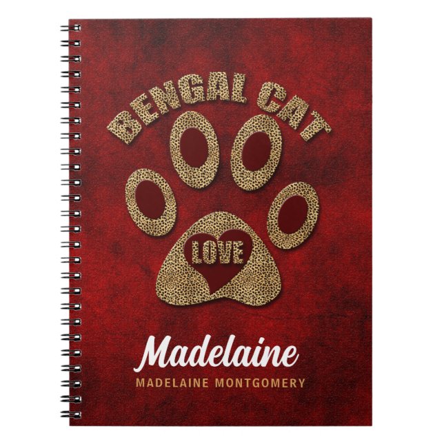 Bengal Cat Breed Red and Cheetah Notebook (Front)