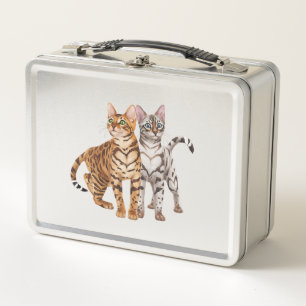 Bengal Cat Buddies Rosette and Snow Bengal Cats Pr Metal Lunch Box