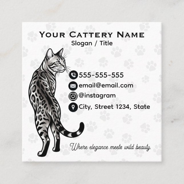 Bengal Cat Cattery Customizable Business Card  (Front)